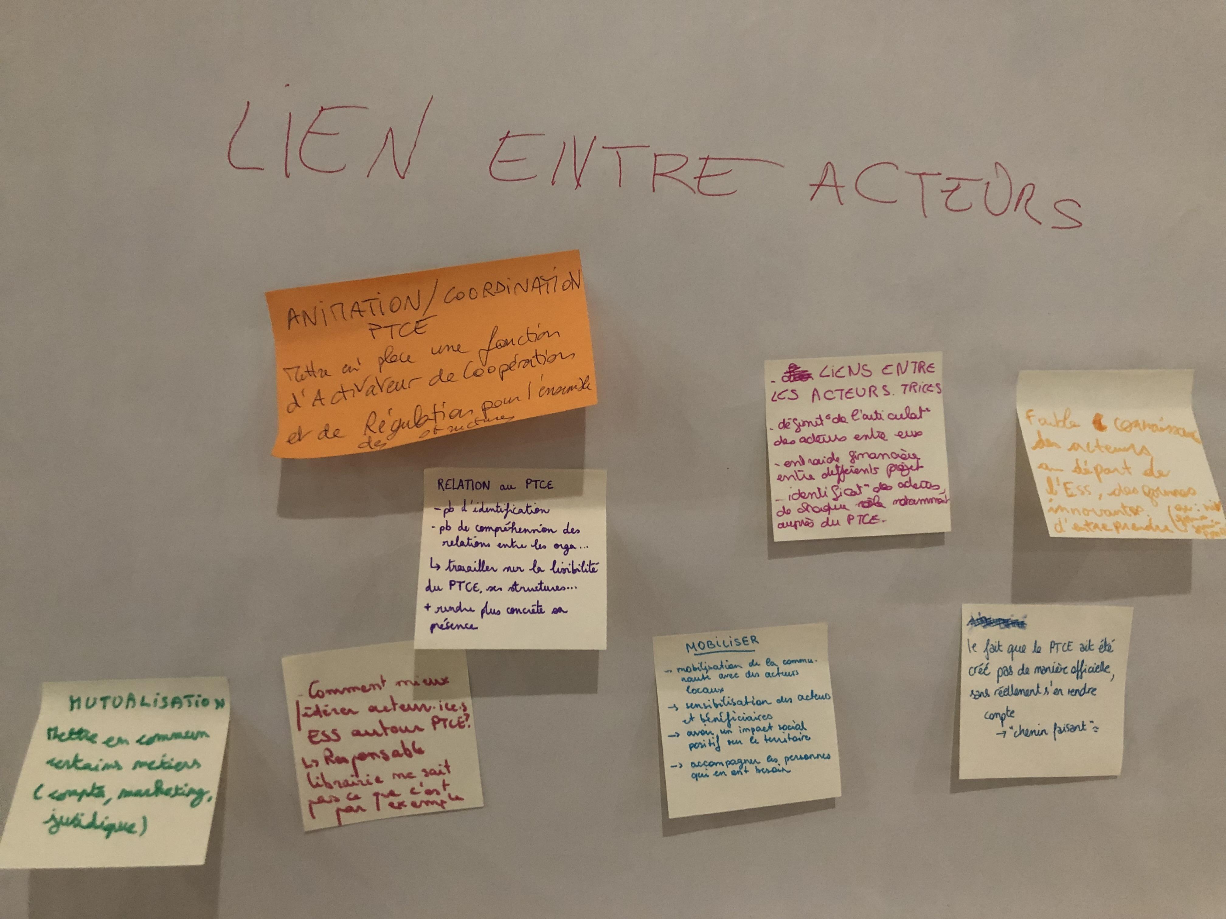 Un extrait du métaplan réalisé par les étudiant.es sur le PTCE